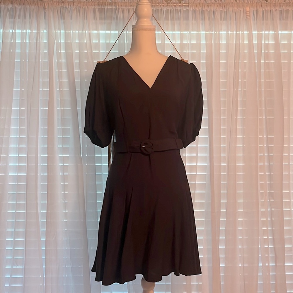 XL black belted dress. Nine West